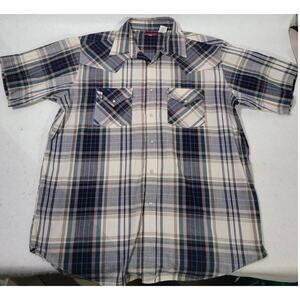 Vintage Ely Plains Blue Snap Shirt Large Mens Purple Blue Striped Cowboy Western